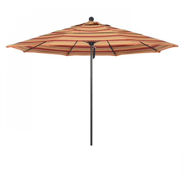 California Umbrella 11' Black Aluminum Market Patio Umbrella, Sunbrella Astoria Sunset 194061333525 - main